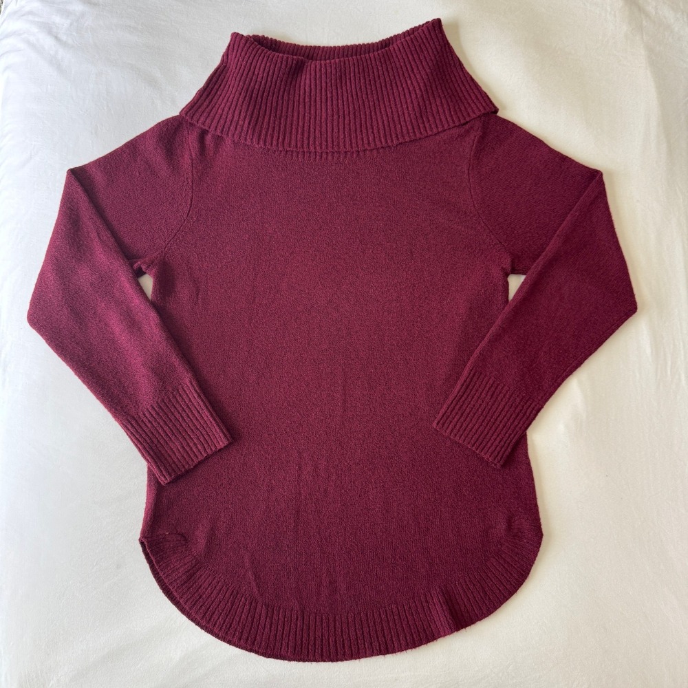 St. Johns Bay Cowl Neck Sweater Size S Burgundy Ribbed Knit Winter Capsule Twee
